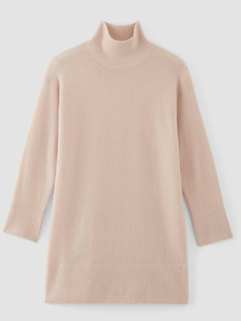 NWOT Everlane The Cozy Stretch Turtleneck Sweater Dress in Blush Pink - Size M